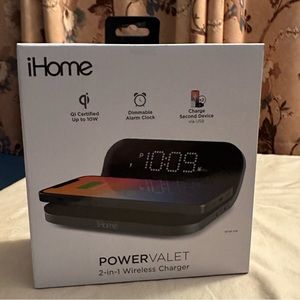 iHome Power Valet 2-in-1 Wireless Charger Dimmable Alarm Clock New With Box